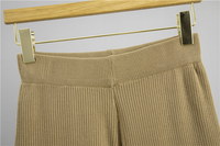 Conjunto de Loungewear de 2 Piezas para Mujer 2026, Tejido Acanalado, Top con Hombros Caídos y Dobladillo Dividido, Pantalones de Punto de Pierna Ancha, Atuendo Casual, OEM ODM Personalizado al por Mayor