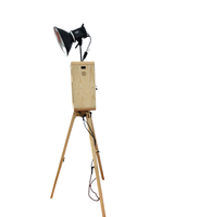 Support portable pour photomaton instantané en bois de chêne grainé de 12,9 pouces pour fêtes et événements mobiles