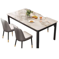 Ensemble de table à manger moderne en pierre blanche réglable, taille personnalisée, meubles de salle à manger rectangulaires, 4 chaises, utilisation à domicile ou au restaurant