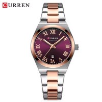 Jam Tangan Wanita Stainless Steel Quartz Curren 9095 Hot Sale, Fashion Elegan, Bercahaya, Tahan Air, Tampilan Tanggal, Kasual Bisnis