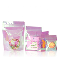 Pochettes holographiques en mylar, petits sacs transparents, petits et mignons à fermeture éclair, pour cadeaux de beauté, 100 pièces