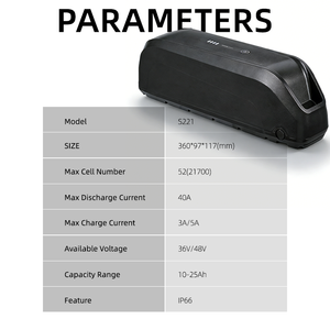 סוללת ליתיום Hailong איכותית <span class=keywords><strong>48V</strong></span> 10-25Ah לאופניים חשמליים, משלוח מהיר ממחסן אמריקאי, כולל מטען 217003A - Product Image 2