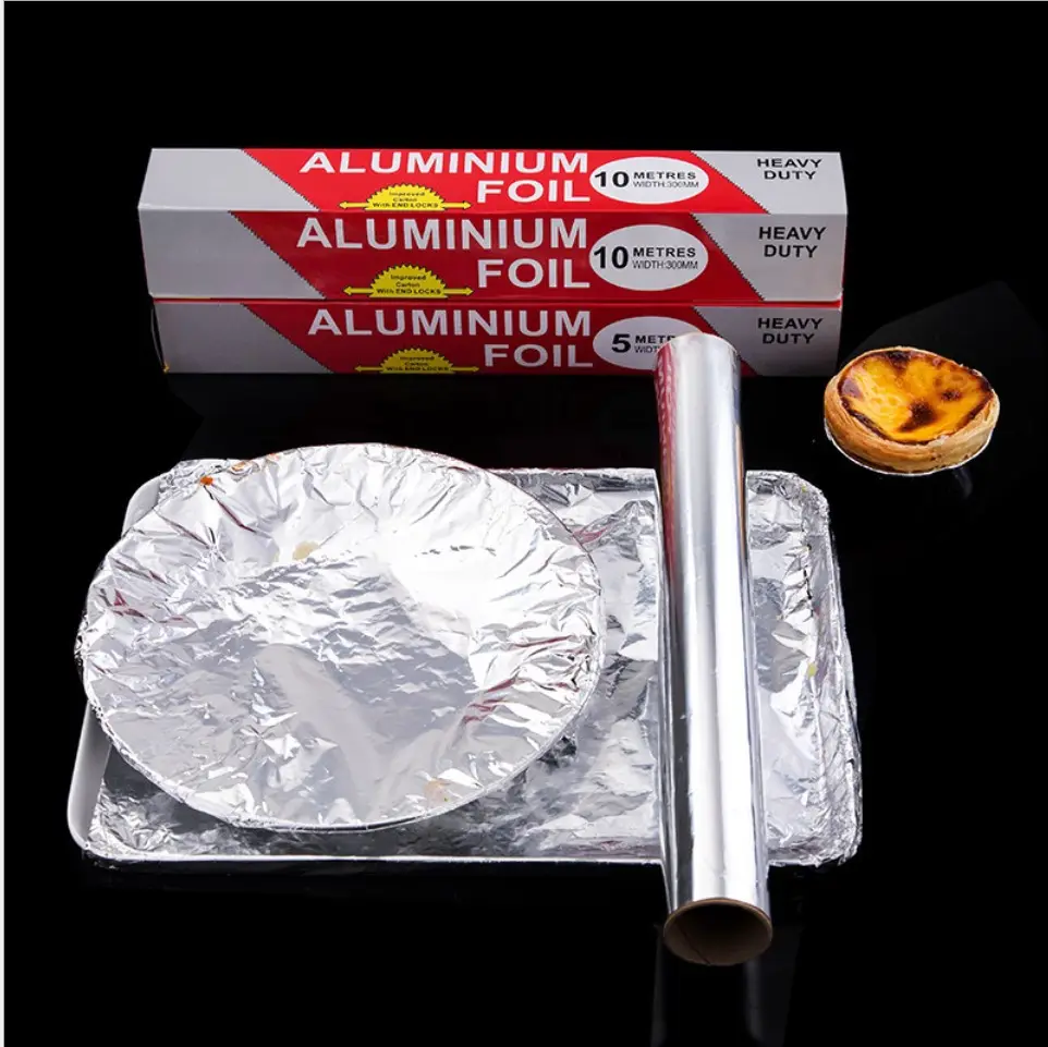 Foil aluminium cetak rol kertas Foil timah dapur rumah tangga sekali pakai aman untuk pengemasan makanan