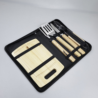 Ensemble d'outils de barbecue avec manche en bois, en acier inoxydable, pour griller et couper, avec logo personnalisé pour la cuisine et le barbecue