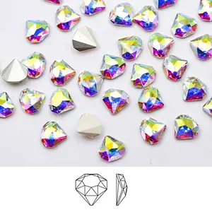 Paso Sico özel elmas şekli Tilted Chaton K9 cam fantezi kristal taş DIY Nail Art ürünleri toptan için
