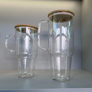 Bicchiere da Viaggio in Vetro Resistente al Calore, Antigoccia, Senza BPA, Grande Capacità, con Cannuccia, Coperchio in Bambù, Manico, Piccola <span class=keywords><strong>Margherita</strong></span>, Trasparente, per <span class=keywords><strong>Caffè</strong></span> - Product Image 3