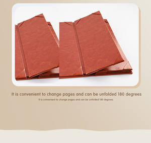 Precio de fábrica Cubiertas de menú impermeables Cubiertas de menú de cuero para restaurante Tamaño personalizado Logo Cubierta de menú de cuero - Product Image 6