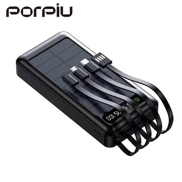 20000mAh High Quality Large Capacity Solar Fast Charge Power Bank for Outdoor Camping Trips and Mobile Phone Use