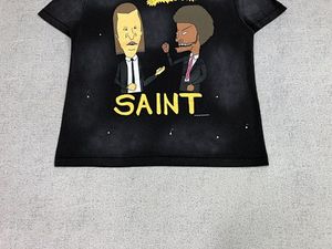 Men's Saint Style <strong>T</strong>-<strong>shirt</strong> Start The Rapture Print <strong>Pulp</strong> <strong>Fiction</strong> Cartoon Parody Distressed Washed Black Streetwear Tee - Product Image 4