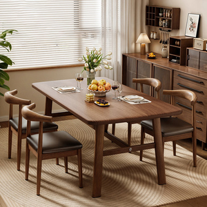 Mesa de Comedor Extensible de Madera de <span class=keywords><strong>Nogal</strong></span> Natural con Borde Natural, <span class=keywords><strong>Encimera</strong></span> de Cocina Moderna, Muebles para Comedor - Product Image 4