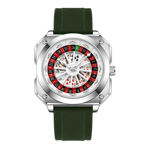 Men's Poker Style Quartz Watch Rubber Strap Casino Dial <b>Playing</b> <b>Cards</b> Design Fashion Wristwatch - Product Image 5