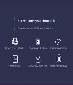 Cadenas à <span class=keywords><strong>circuit</strong></span> sans clé, <span class=keywords><strong>Mini</strong></span> serrure de porte, bagage, empreinte digitale, cadenas intelligent pour l'extérieur - Product Image 3