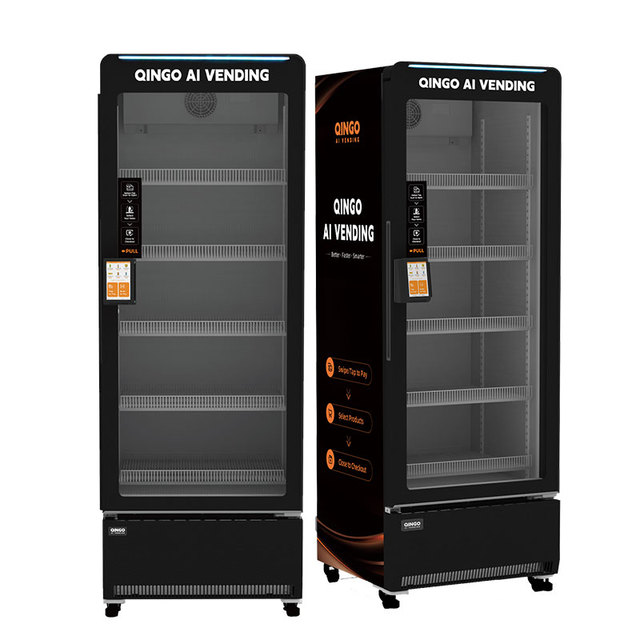Qingo AI Smart Vending Machine 418L Stainless Steel Touchscreen Open Door Fridge Multiple Payment Options ADA Compliant UVend