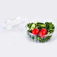 Conteneur alimentaire jetable en PET recyclé 8oz/12oz/16oz, bol à salade en plastique rond, boîte d'emballage pour salade de fruits avec couvercles plats