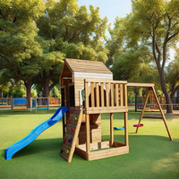 Enfants bambin arrière-cour maison école parc aire de jeux Commercial en bois jouer toboggan balançoire ensemble enfant aire de jeux extérieure