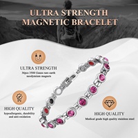 Bracelets magnétiques en acier titane et germanium pour femmes, avec pierres précieuses naturelles de quartz rose, dispositif de soulagement de la douleur - Vente en gros