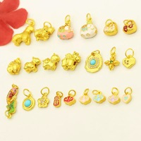 Nouveau Pendentif Chrétien Chinois Porte-Bonheur en Laiton Plaqué Or 18K avec Zircon et Émail Coloré, Motif Cheval à Bascule et Poisson Rouge pour Femme - Vente Chaude P91