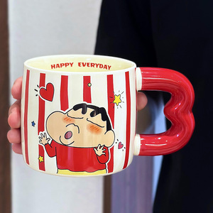 Crayon Shin-Chan <b>Ceramic</b> <b>Mug</b> with Lid Attractive Cartoon Design for Office Home Use for Couples Girls' Breakfast Evening Drink - Product Image 6