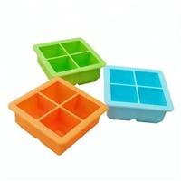 Moule à glaçons carrés en silicone personnalisé, 4 cavités, plateau de congélation DIY pour crème glacée