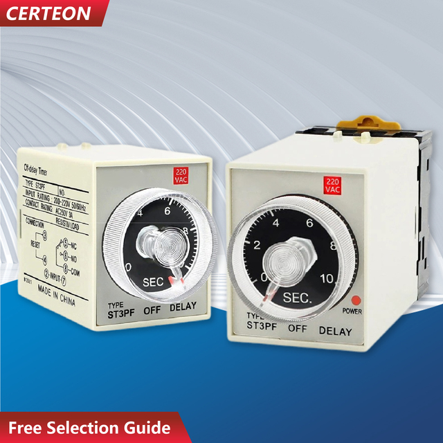ST3PF Off-delay Relay 220V Time Delay Relay Adjustable DIN Rail Automation Timer 1s-10m Range