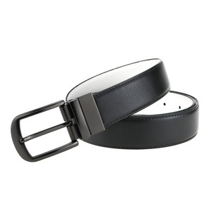 Hochwertiger Neuer Herren-Gürtel mit Drehverschluss aus Echtem Leder, Mattschwarz, Beidseitig Tragbar, Casual-Stil - Product Image 4