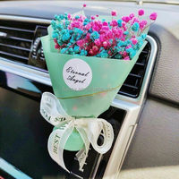 Bundel lucu penyegar udara mobil Hydrangea mawar Gypsophila buket kertas ungu bunga kering, tas kotak Paskah 10/tas