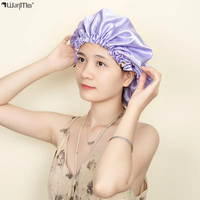 Bonnet de nuit en satin Wanmei, grand modèle, pour femmes, bonnet de douche, bonnet de cheveux, logo personnalisé