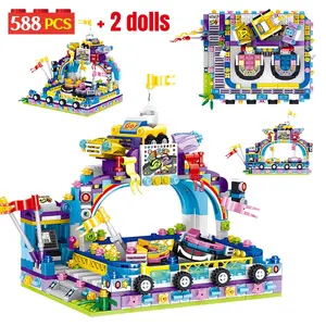 Stad Pretpark Mini Bouwstenen Vrienden Piratenschip Coaster Reuzenrad Cijfers Bricks Diy Speelgoed Voor Kinderen Meisjes