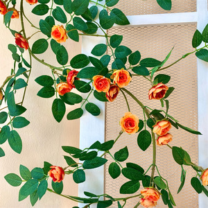Guirlande de roses artificielles Qingyu Chronicle, feuilles roses et vertes, pour décoration murale, plafond, cour, 180 cm - Product Image 4