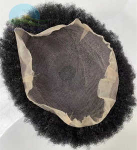 Parrucche Afro per uomo nero 6 ''indiano di sostituzione dei <span class=keywords><strong>capelli</strong></span> per la <span class=keywords><strong>perdita</strong></span> di <span class=keywords><strong>capelli</strong></span> uomini 1b Grey 4mm onda maschio parrucchino pieno pizzo - Product Image 4