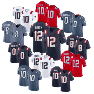 Camisetas de Fútbol Americano Cosidas del Draft 2025, Primera Ronda, Equipo NE, <span class=keywords><strong>10</strong></span> Derek Maye, 12 Brady, 8 DIGGS - Product Image 1