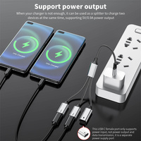 Hub USB C à charge rapide 60W PD, type C tressé en nylon vers USB A + double adaptateur USB C pour clé USB, clavier, souris, hub USB C 3 en 1