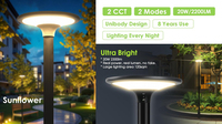 Lampe solaire extérieure moderne de grande capacité avec poteau pour parc, villa, jardin, place publique, paysage, cour