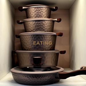 African Factory Beautiful10-Pieces Casserole Granite 20-24-28-32 <strong>Saucepan</strong> 28 Frying Pan <strong>Nonstick</strong> Radiant-Cooker Cookware Set - Product Image 2