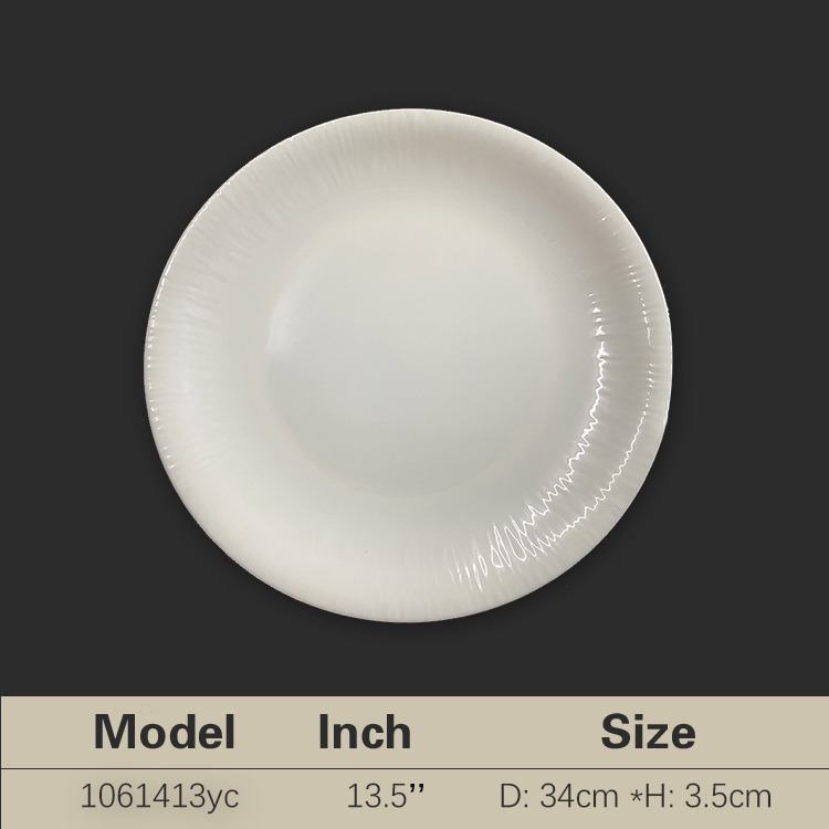 Plato circular blanco con diseño de árbol de 13,5 pulgadas