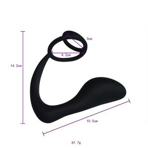 Masajeador de Próstata de Silicona Negra, Juguete Sexual para Adultos, Tapón Anal de Doble Anillo para Punto G Masculino, <span class=keywords><strong>Leya</strong></span> KB-00007 - Product Image 3