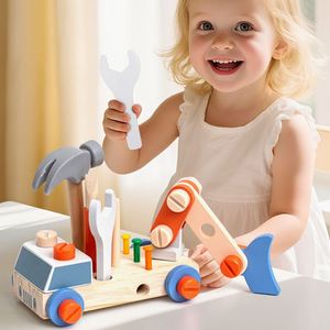 STEM Pretend Play <b>Building</b> <b>Blocks</b> Kit Sensory Wooden Engineering Vehicle Tool <b>Set</b> for Toddlers - Product Image 6
