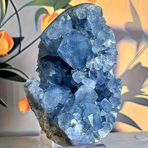 2-3 أحجار جيود زرقاء طبيعية ثمينة أحجار شبه أحجار الطاقة مجموعة بيض Celestite Geode على شكل قلب - Product Image 2