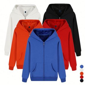 Sudaderas con capucha personalizadas de 500 g/m² con cremallera completa, al por mayor, extragrandes para hombre, con cuello estampado en serigrafía para invierno - Product Image 2