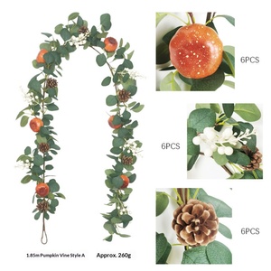 Couronne de vigne d'automne saisonnière faite à la main pour Halloween, Thanksgiving, décoration de la maison, fleurs et plantes - Product Image 3