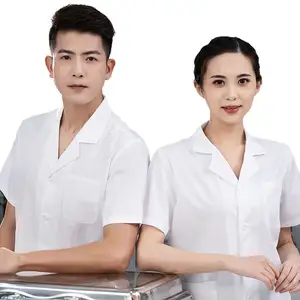 新款厨师衬衫服务员制服男女通用透气服务员服务员套装制服