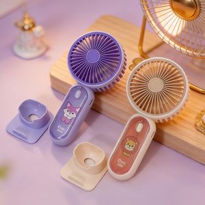 Cartoon Portable Handheld <b>Fan</b> With <b>Stand</b> Usb Rechargeable 5W DC Motor Hands Free For Outdoor Use - Product Image 2