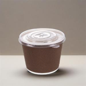 Bols en papier Kraft enduits de PE durables à mur ondulé chauffables au micro-ondes avec des couvercles transparents en PP PET pour gâteaux soupe collations riz - Product Image 1