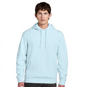 Sweat-shirt à capuche personnalisé pour homme, en molleton bleu ciel uni de haute qualité, style streetwear, vente en gros - Product Image 1