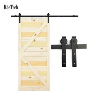 Kit de Herrajes para Puerta Corredera de Estilo Industrial, Insonorizado, con Recubrimiento de Polvo Negro, Riel de Acero, Capacidad de 120 kg, para Dormitorio - Product Image 1