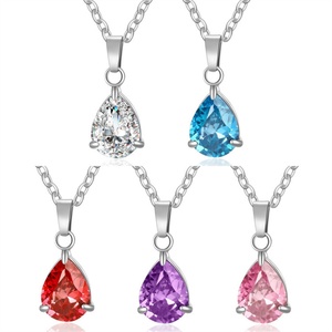 Cute Jewelry Waterdrop <b>Choker</b> Necklace Stainless Steel Geometric Zircon Necklace - Product Image 2