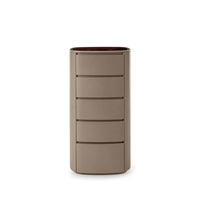 Commode de luxe à 5 tiroirs avec structure en bois massif et revêtement en cuir matelassé diamanté, armoire incurvée pour le rangement de la chambre