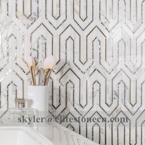 Mosaïque de marbre blanc ALLURE RUG MOSAIC CARRARA BELLA PEARL GRAY, carreaux de luxe en jet d'eau pour bar, restaurant, villa, hôtel - Product Image 6