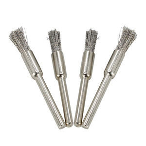Small Steel Wire <b>Brush</b> Stainless Steel Handle <b>Round</b> Shape For Electronic Digital Equipment Cleaning Durable - Product Image 1