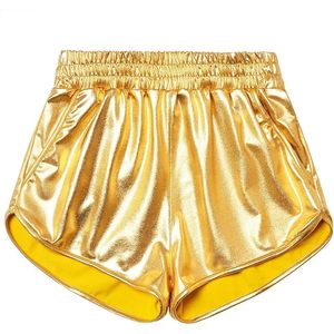 Shorts Métalliques Femme FOXA Taille Élastique Satin Brillant Style Rave avec Poches 100% Polyester - Product Image 3